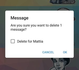 Esempio di messaggi cancellabili su Telegram
