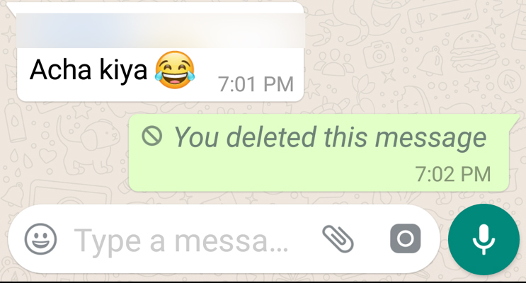 Conferma di cancellazione del messaggiosu WhatsApp
