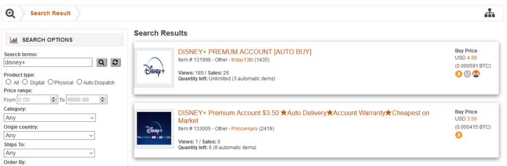 Account Disney+ in vendita. Credits: zdnet.com