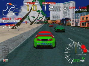 Ridge Racer, primo gioco per Playstation. La resa 3D è eccezionale, se confrontata con le altre dell'epoca.