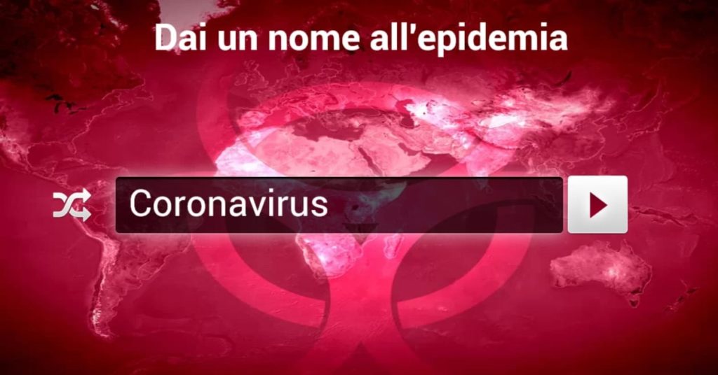 Un utente di Plague Inc. che ha chiamato "coronavirus" la sua malattia in gioco