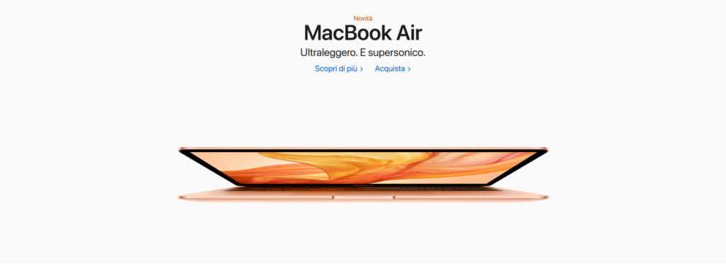 Come viene presentato sul sito il nuovo MacBook Air di Apple