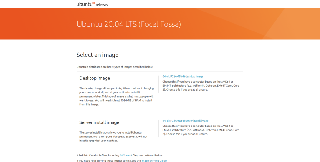 Sito ufficiale della release di Ubuntu 20.04 Focal Fossa da cui si può scegliere l'immagine desktop o server