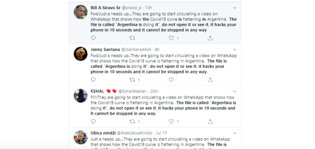 La bufala di WhatsApp sul video "Argentina lo sta facendo" è approdata anche su Twitter. Credits: thelogicalindian.com