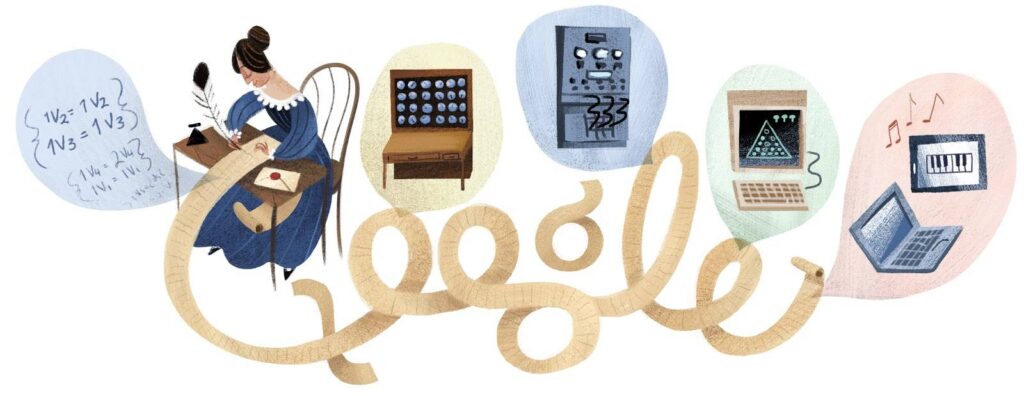 O doodle do Google dedicado ao 197º aniversário de Ada Lovelace. Créditos: Libertad Digital