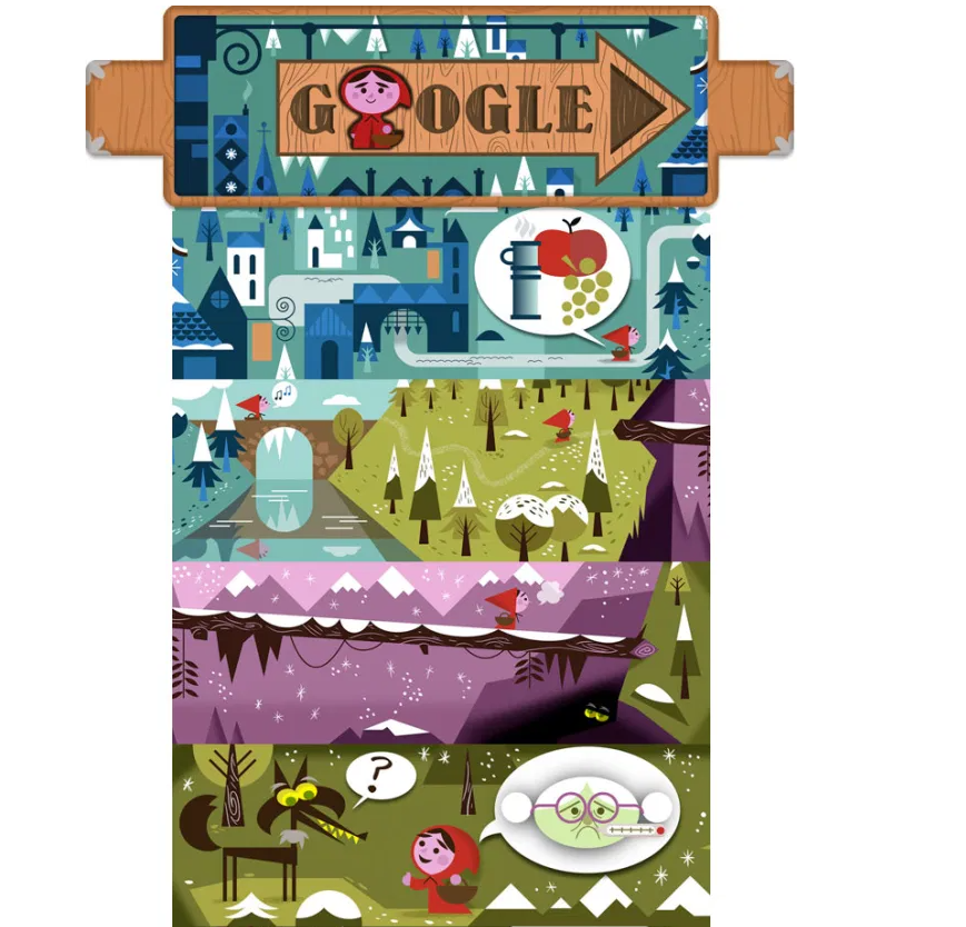 Alcune slide del doodle dedicato ai fratelli Grimm. Credits: walter.bz